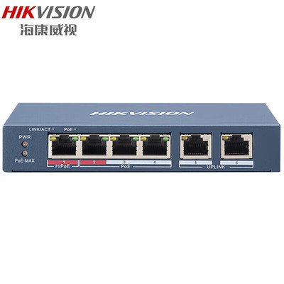 海康威视（HIKVISION） 桌面式百兆高功率PoE交换机 DS-3E0106P-E(国内标配)